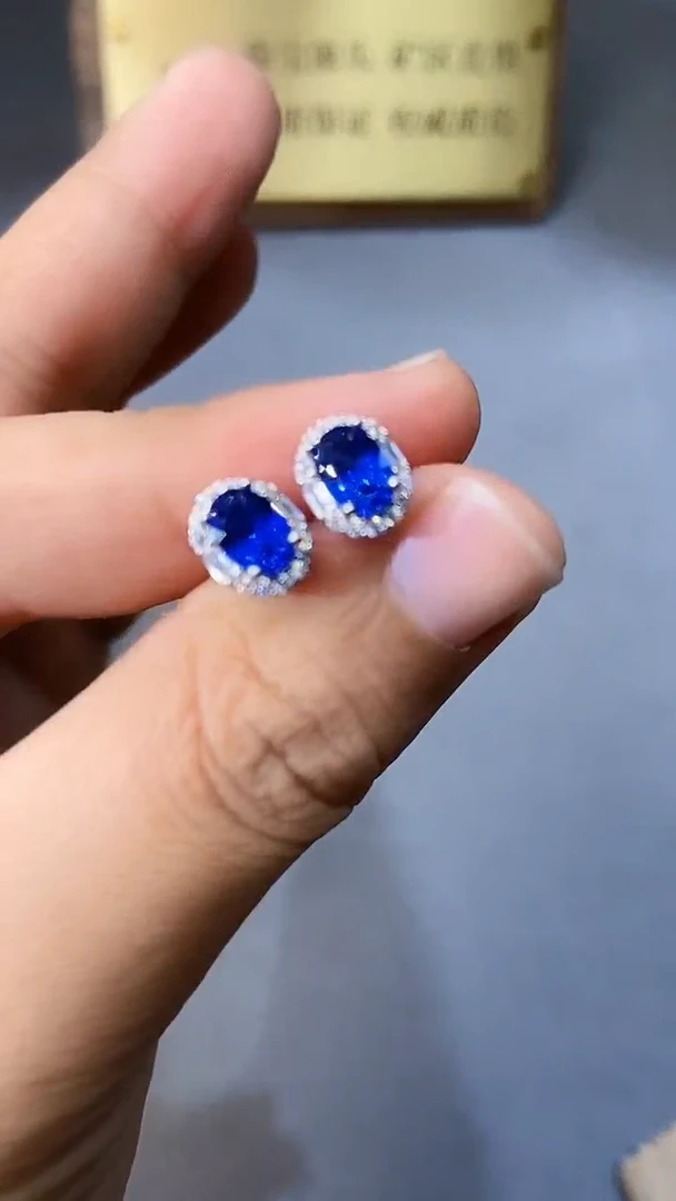 【闪购商品】蓝宝石耳饰银S925镶嵌354