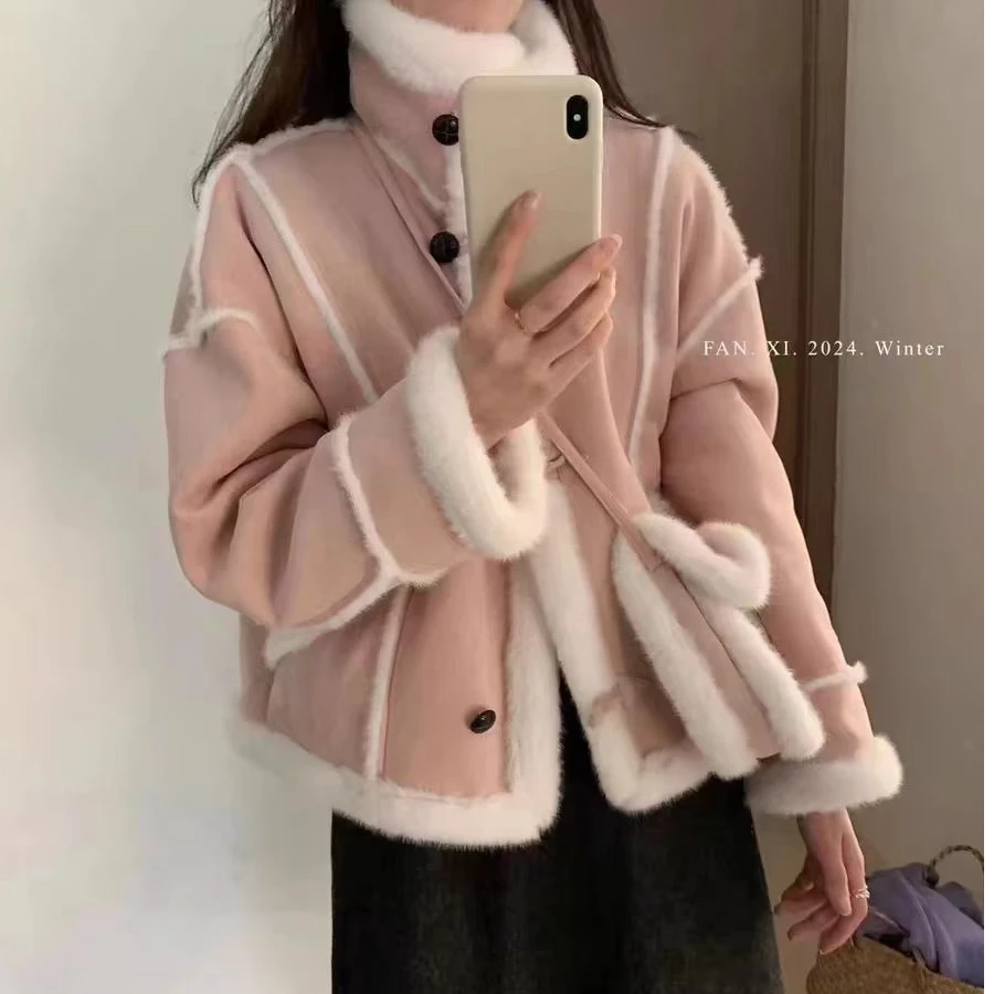 【靓衣园】立领加厚皮毛一体机车服（6688）