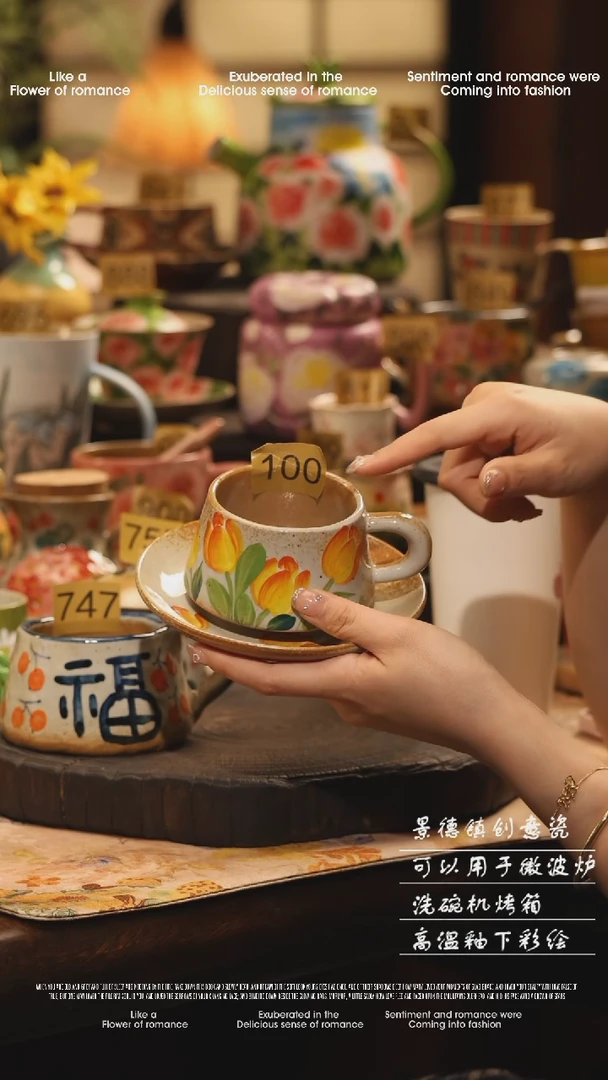 陶瓷景德镇高温釉下彩绘设计师款式