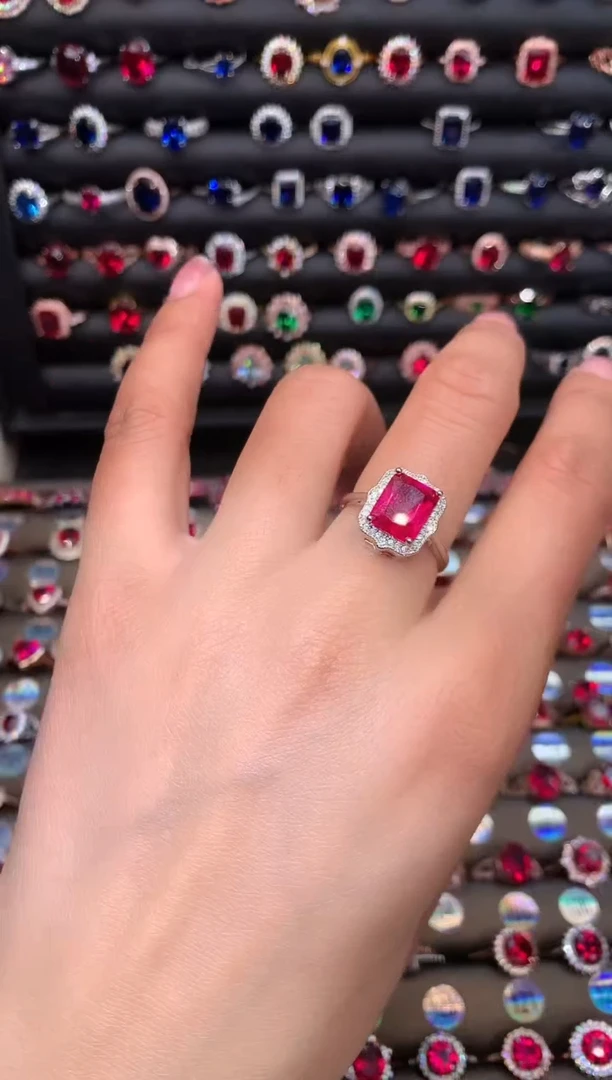 【闪购商品】红宝石戒指银S925镶嵌白