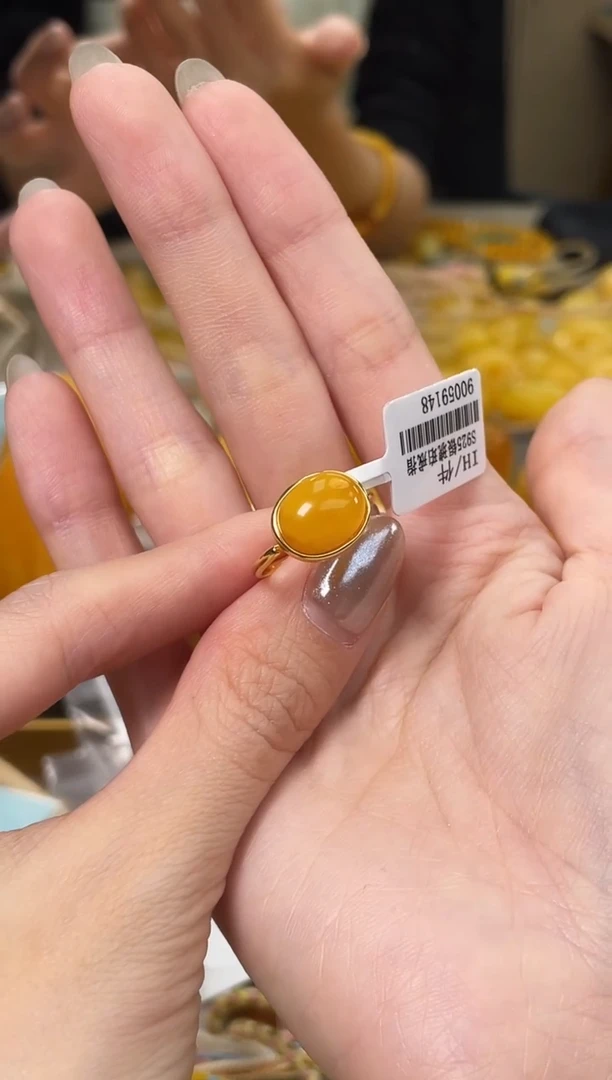 裸石琥珀银S925镶嵌J26