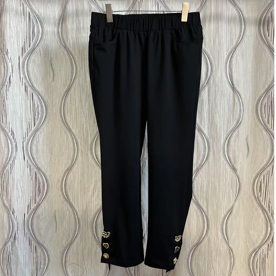 胖人坊大码女装复古钉扣小脚裤845  衣长94