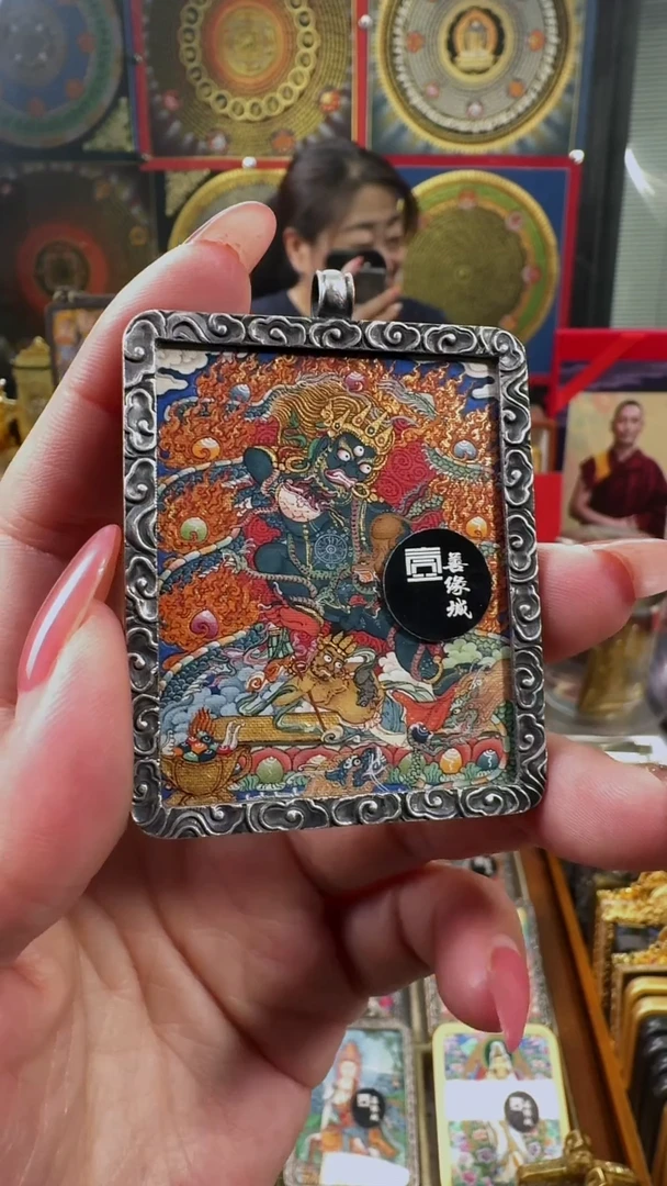 吊坠壹善缘城手绘唐卡黑C