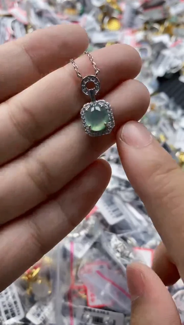 翡翠戒指银S925镶嵌4444---5