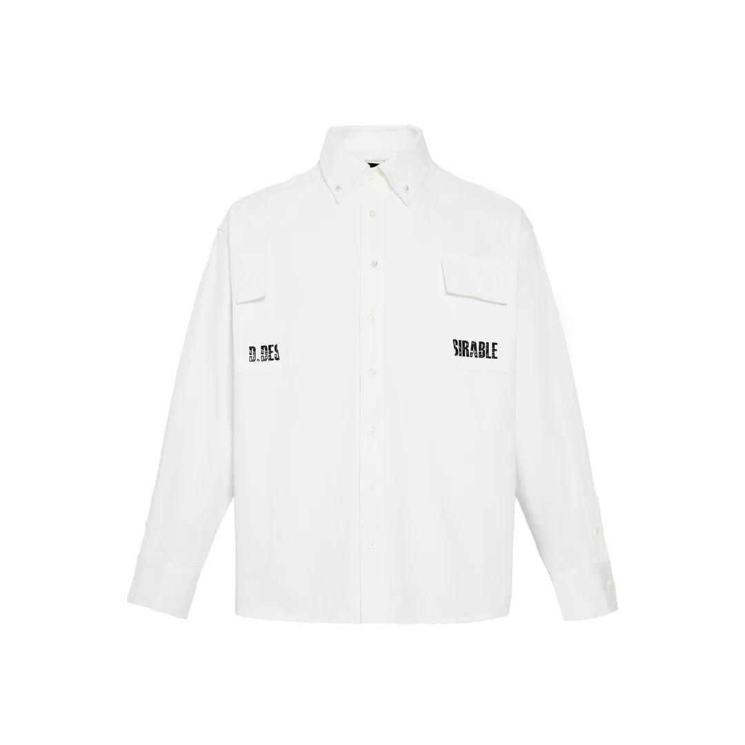 D.Desirable 新复古系列-隐藏小珍珠解构口袋衬衫