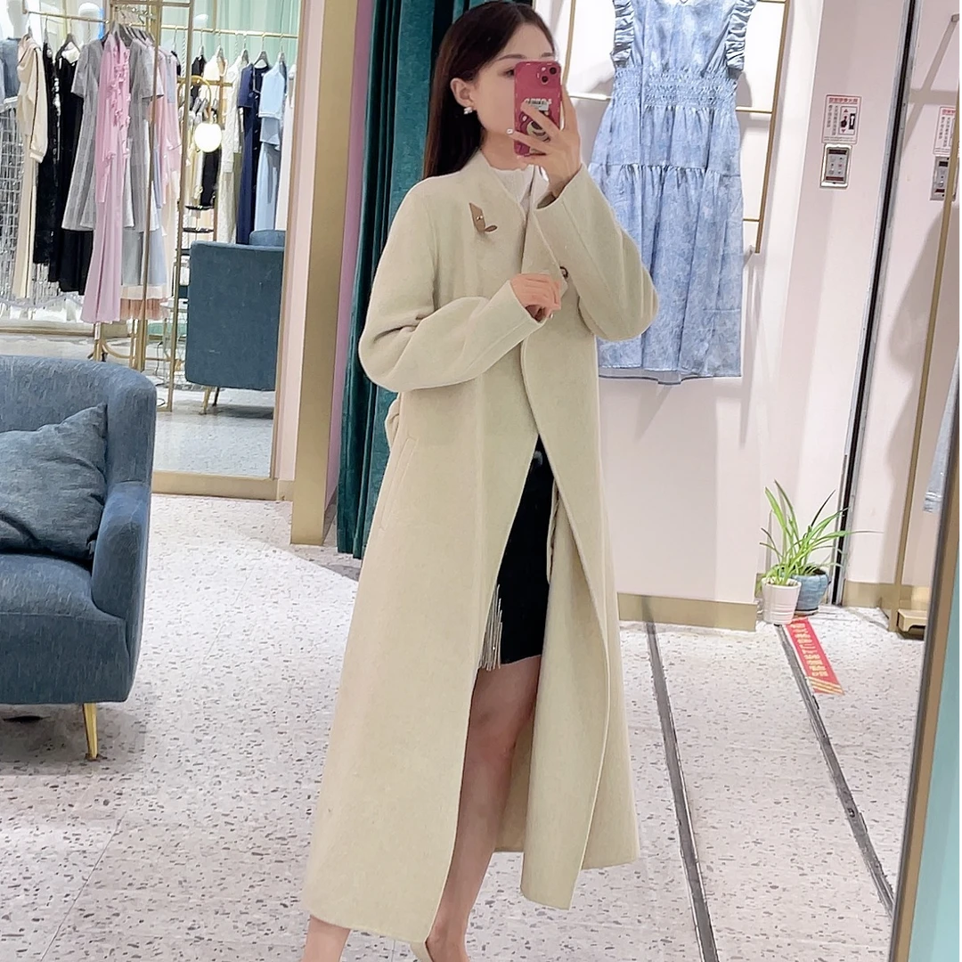 CHICHY品牌长袖秋冬毛呢外套双面呢宽松外套CDAD010253