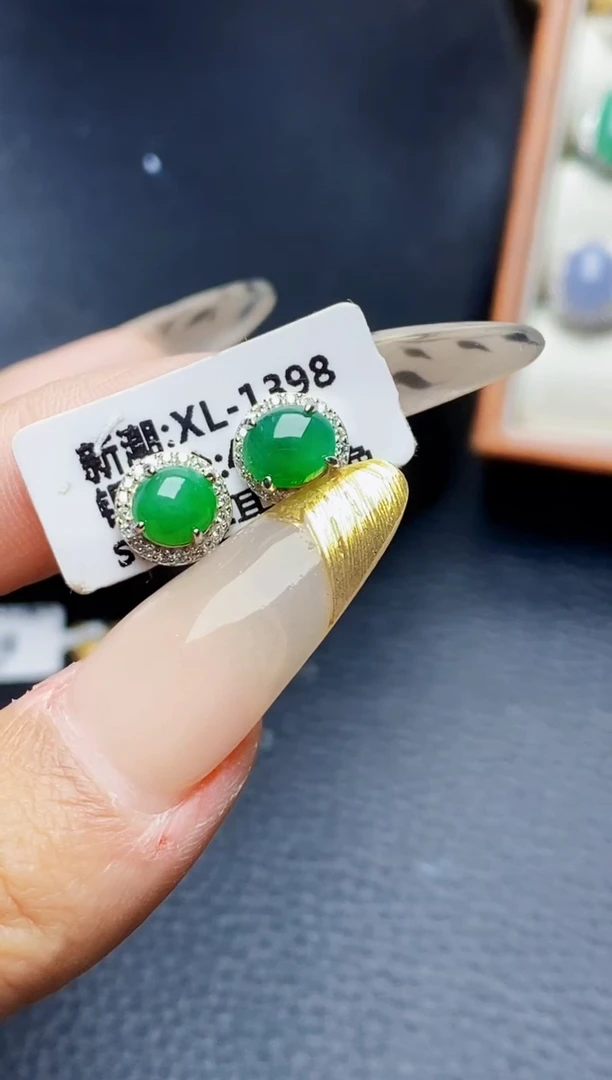 银S925镶嵌戒指翡翠6689