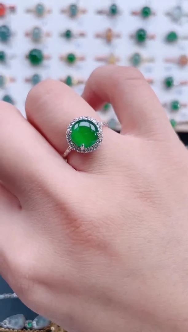 银S925镶嵌戒指翡翠天然翡翠
