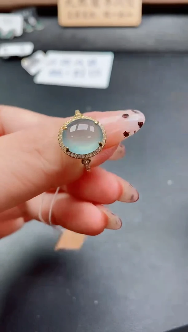 银S925镶嵌戒指翡翠1