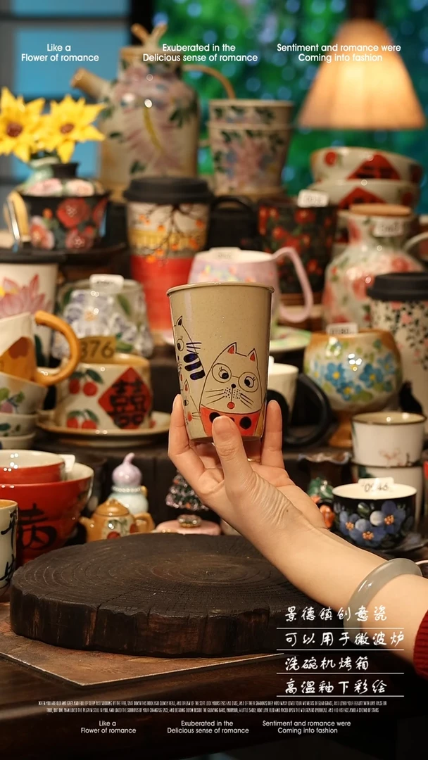 陶瓷景德镇高温釉下彩手工手绘款式