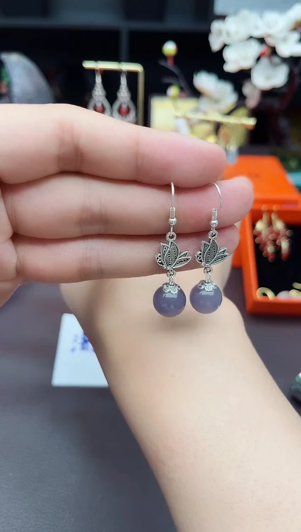 玛瑙/玉髓耳饰银S925镶嵌231000