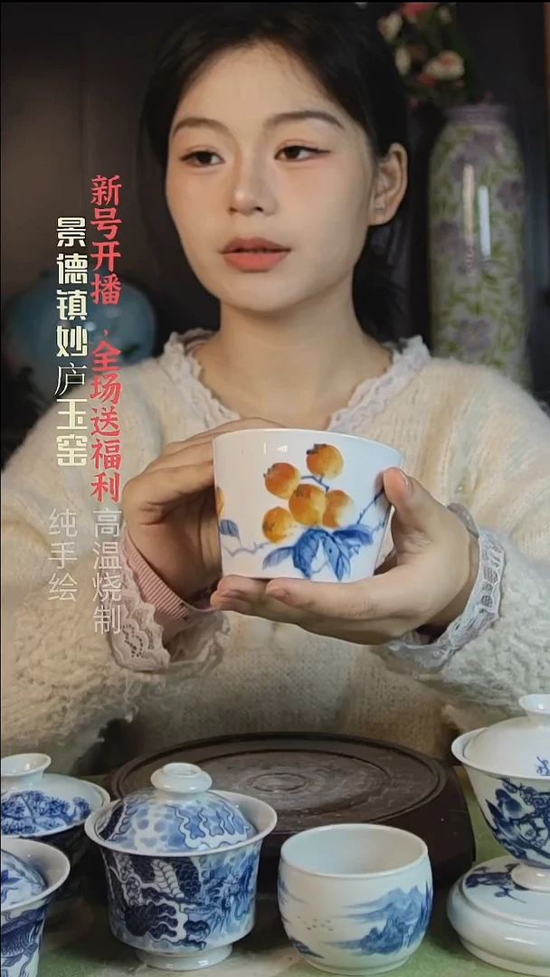 盘陶妙庐玉窑冰桶杯微瑕