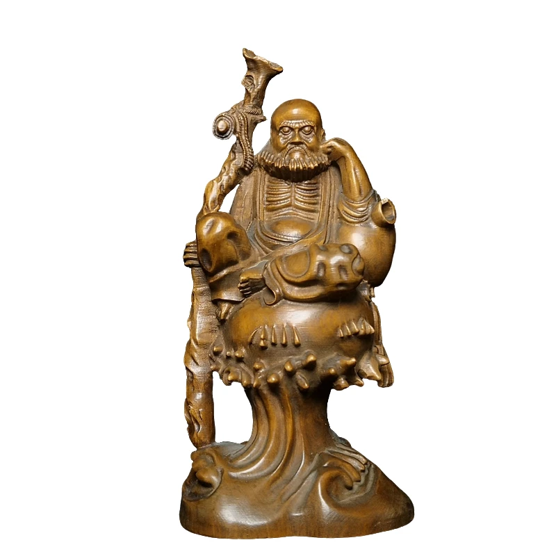 旧藏古玩小叶黄杨木雕刻达摩佛祖菩萨雕像桌面装饰摆设老物件礼物