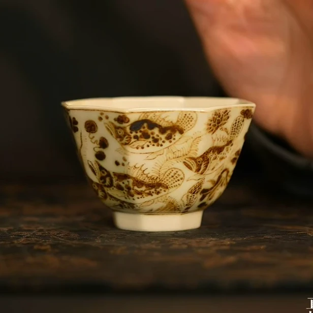 占春生窑 釉里金八方鱼澡12鳜