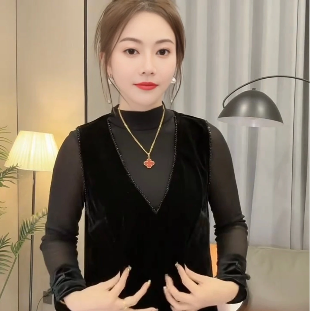 加厚串珠国风丝绒马甲2568