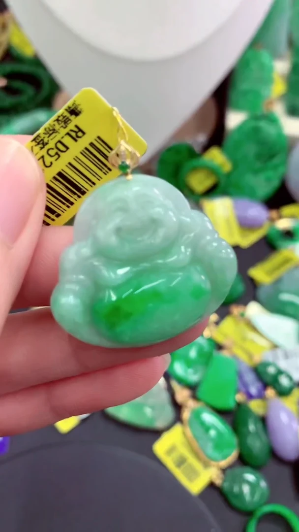 吊坠(不含链)18K金镶嵌翡翠天然缅甸翡翠A货