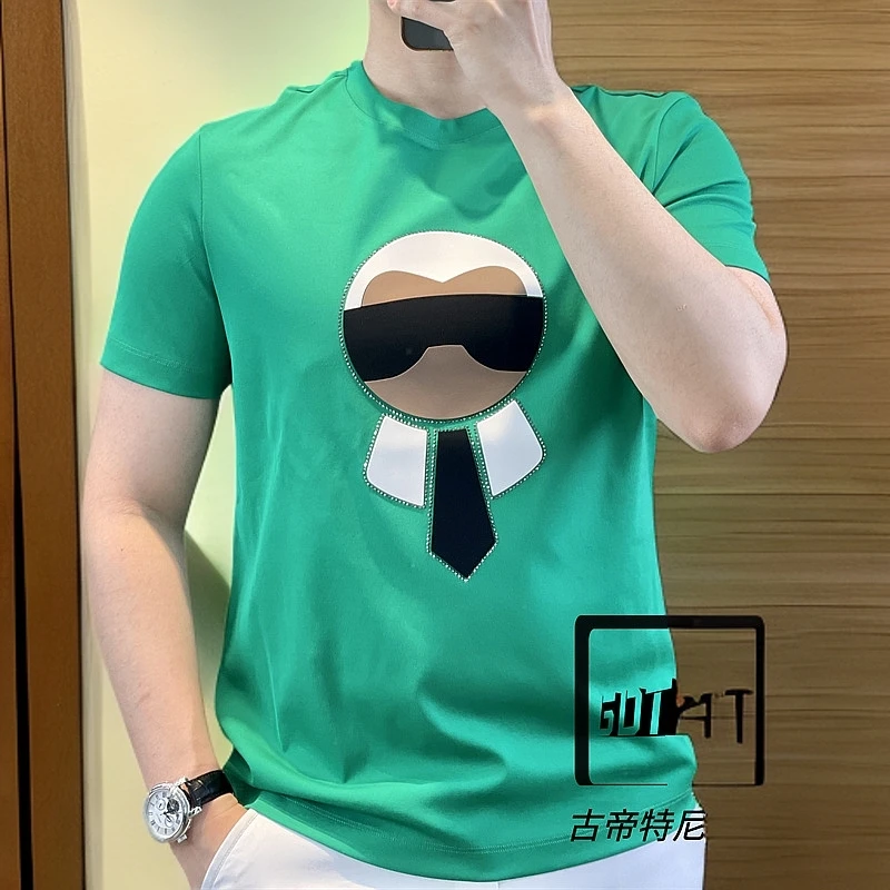 <主播推荐>古帝特尼男士潮流时尚男装高定圆领简约百搭T袖Z+5555