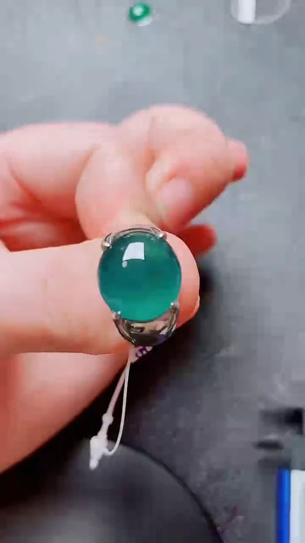 翡翠戒指银S925镶嵌翡翠