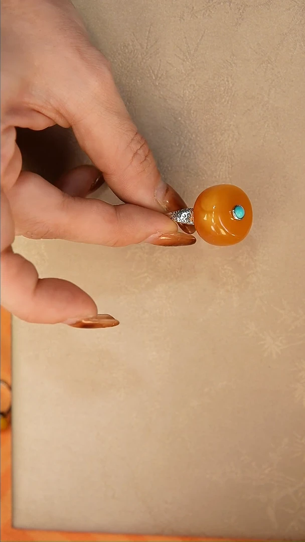 【闪购商品】琥珀戒指银S925镶嵌戒指