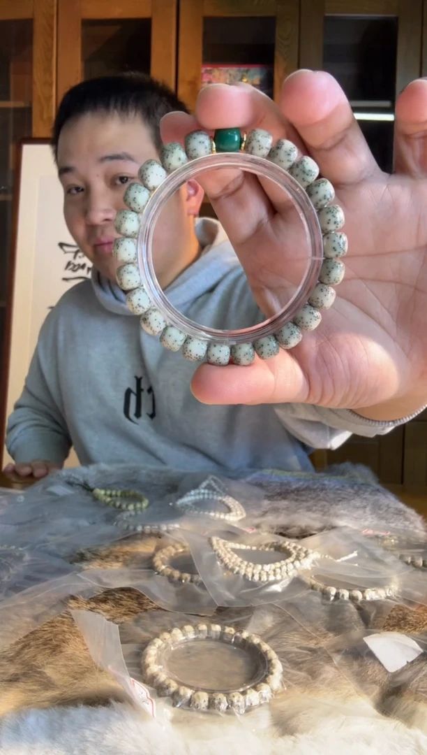 手串星月菩提L****h石玉料侧留白卡9老型单圈