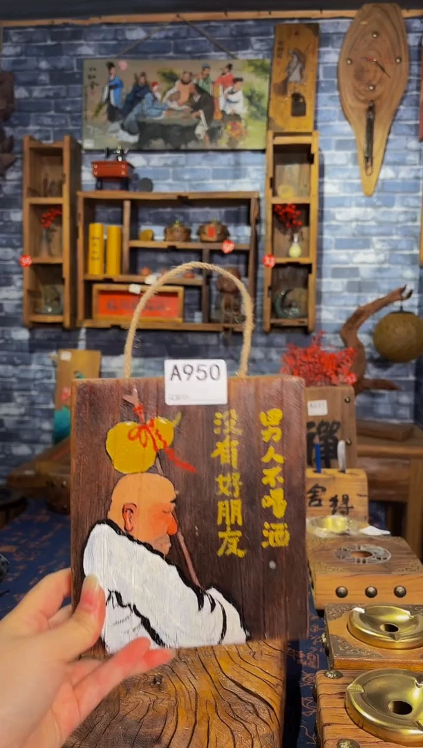 风化老门板丙烯画挂画