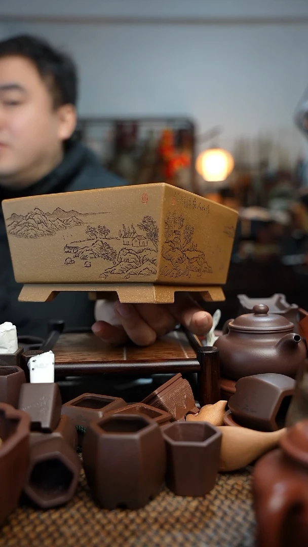紫砂花盆吉*善長木軒精品紫砂
