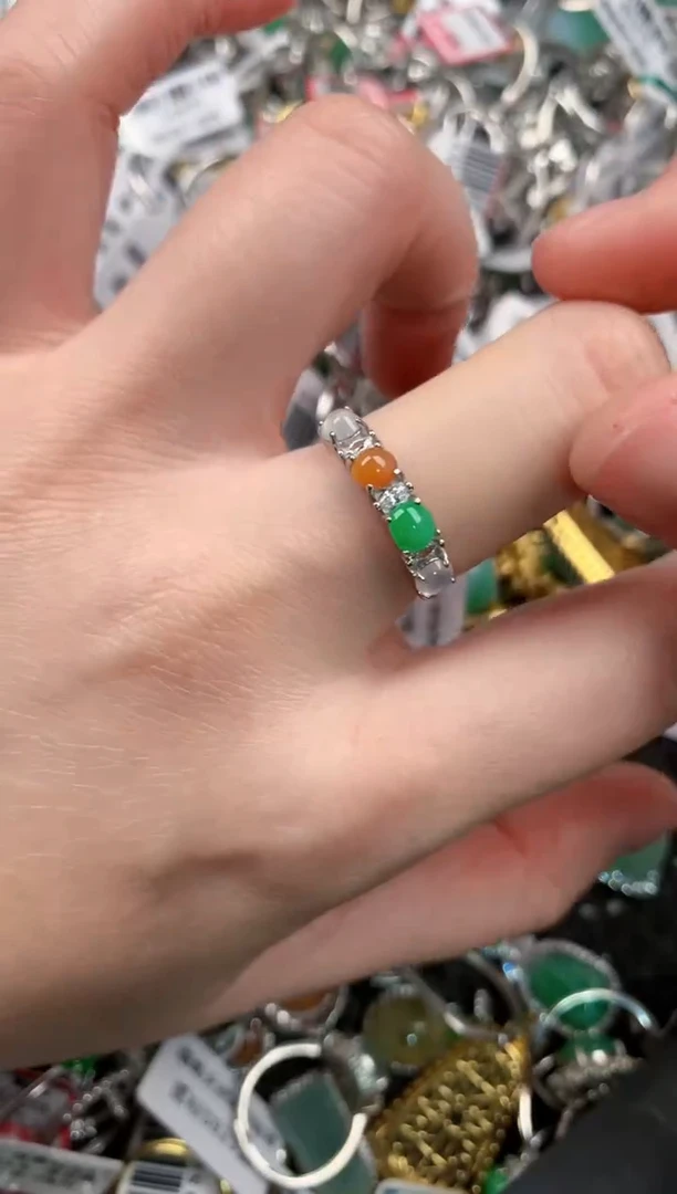 银S925镶嵌戒指翡翠222---4