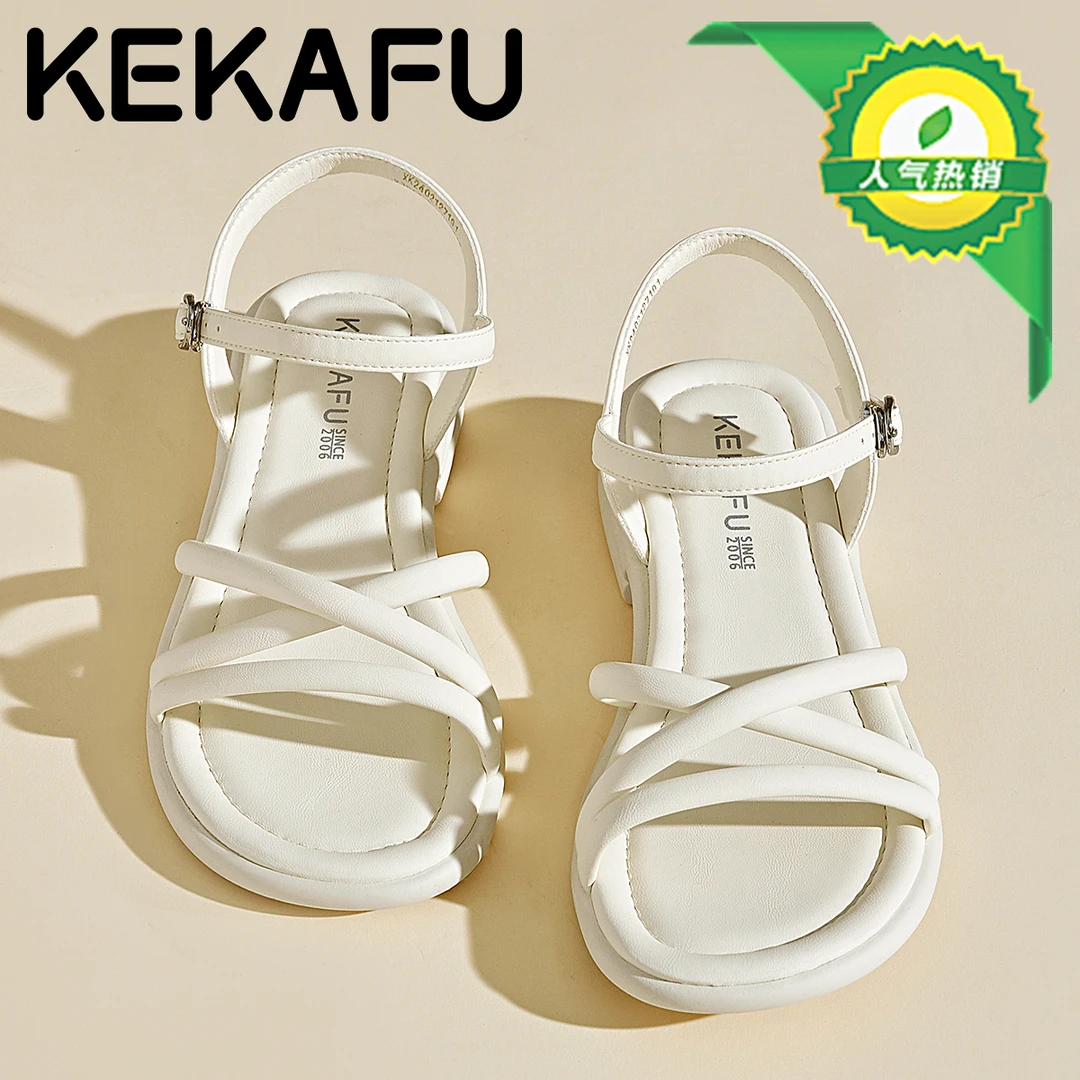 珂卡芙优雅气质通勤百搭女鞋2025夏季新款简约风配裙子一字带凉鞋