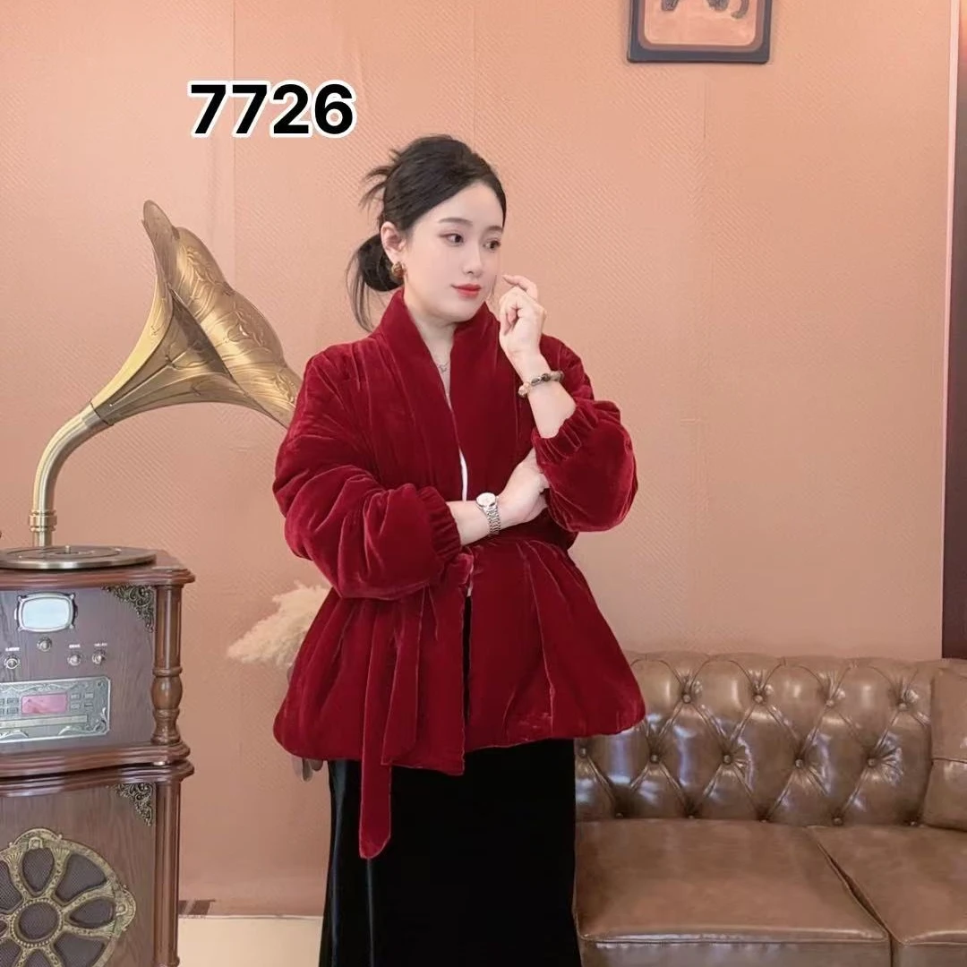 【筱羽专属】桑蚕丝丝绒港风韩版宽松显瘦棉衣外套7726