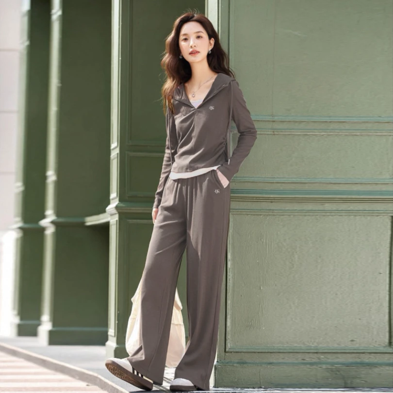 蕊柏斯休闲时尚减龄显瘦气质套装女假两件上衣+裤子