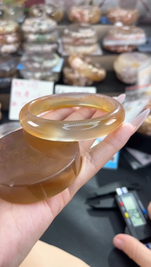 未镶嵌手镯石英质玉天然樱花玛瑙手镯（镯心赠品不保证完美）58