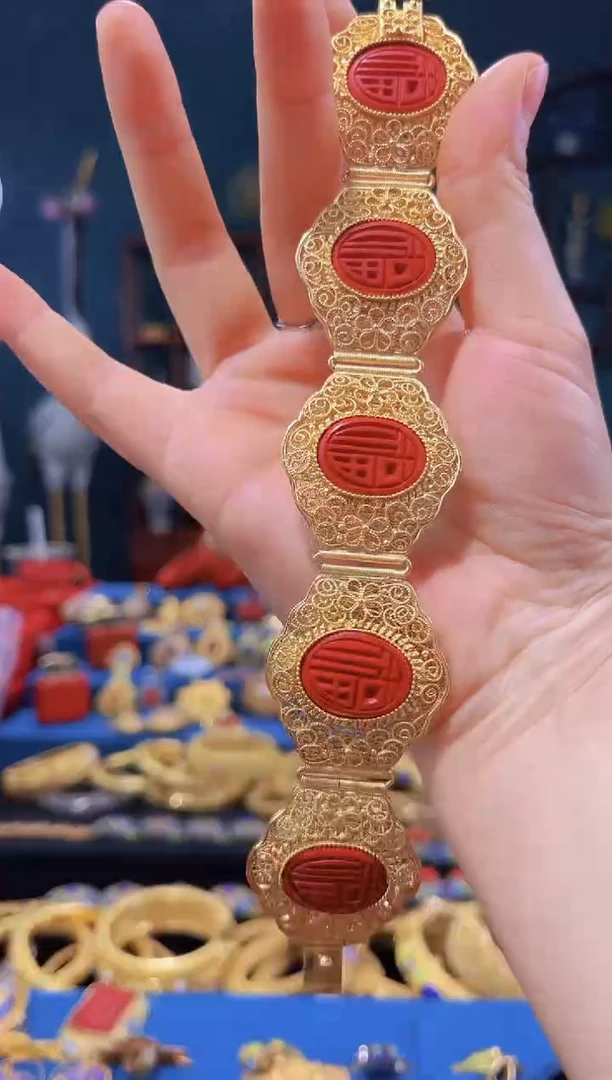 【闪购商品】非遗绝技 花丝镶嵌五福手链 60圈