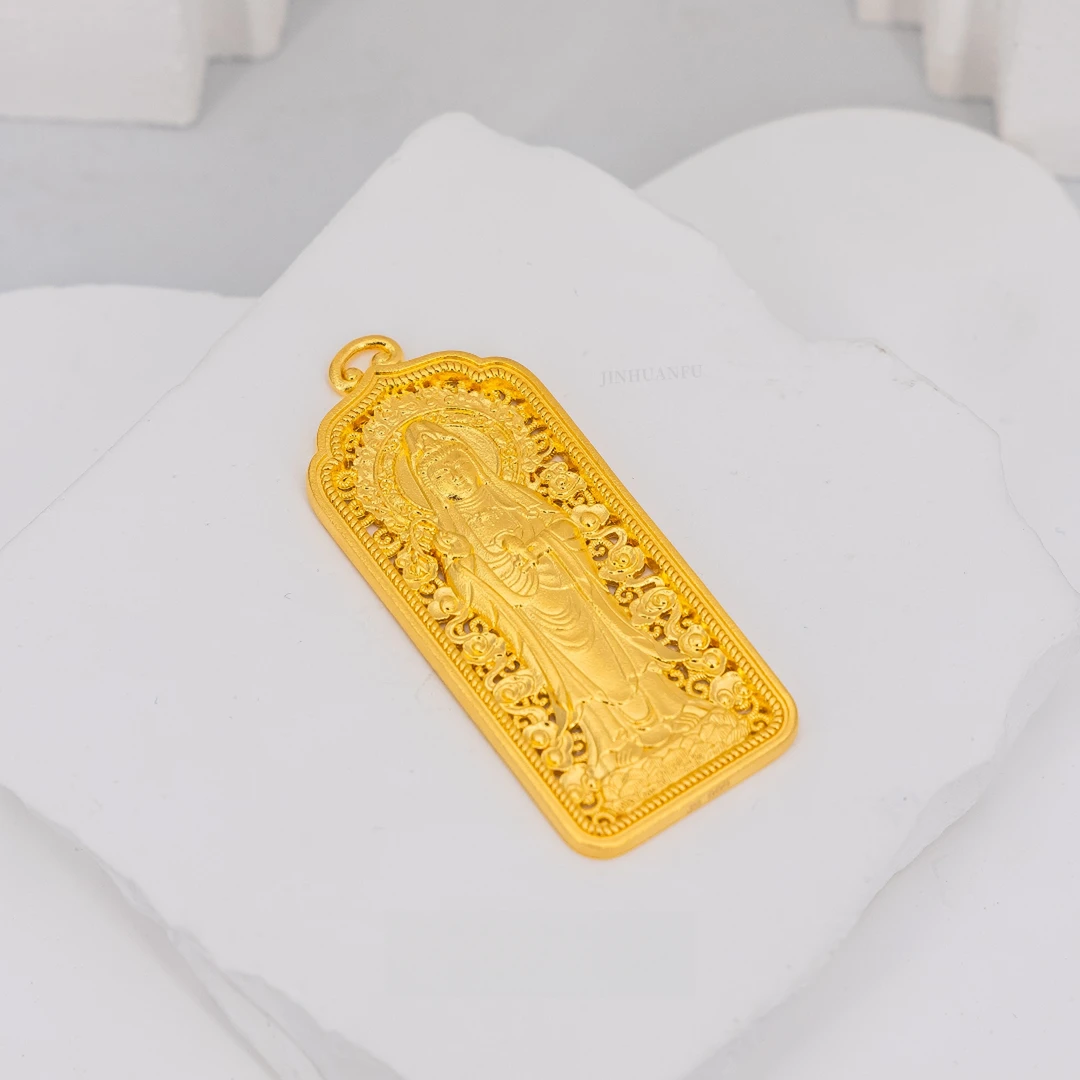 吊坠足银 观音莲花佛牌吊坠  时尚精美挂坠潮流气质项坠