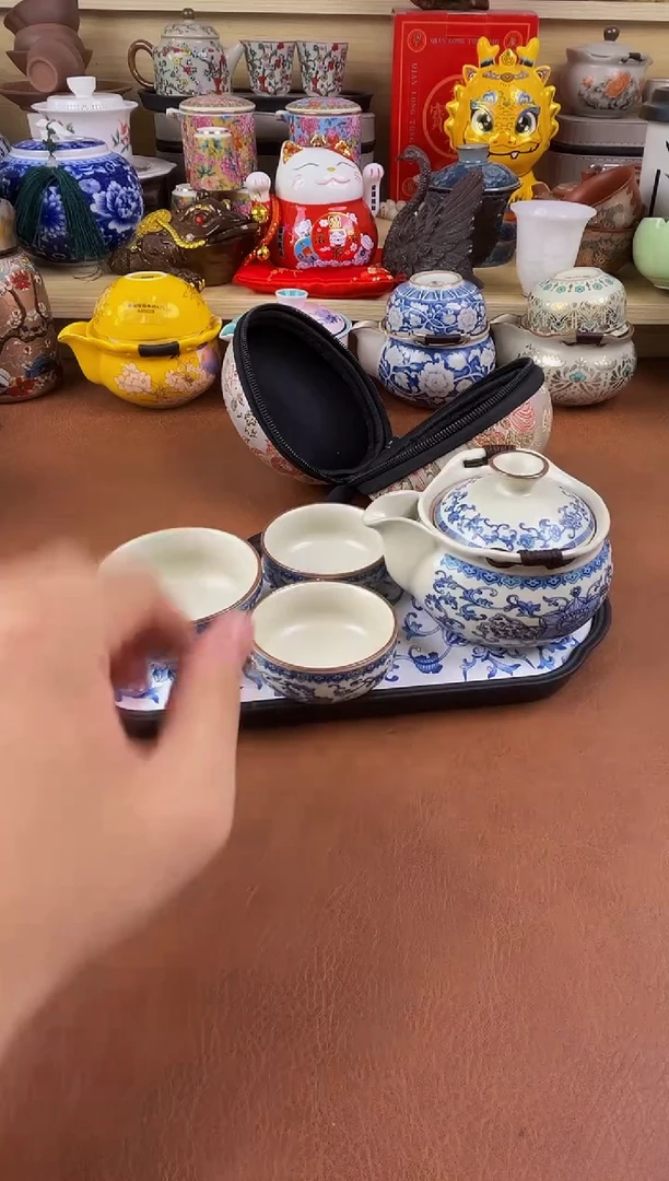 陶瓷茶具摆件旅行套组