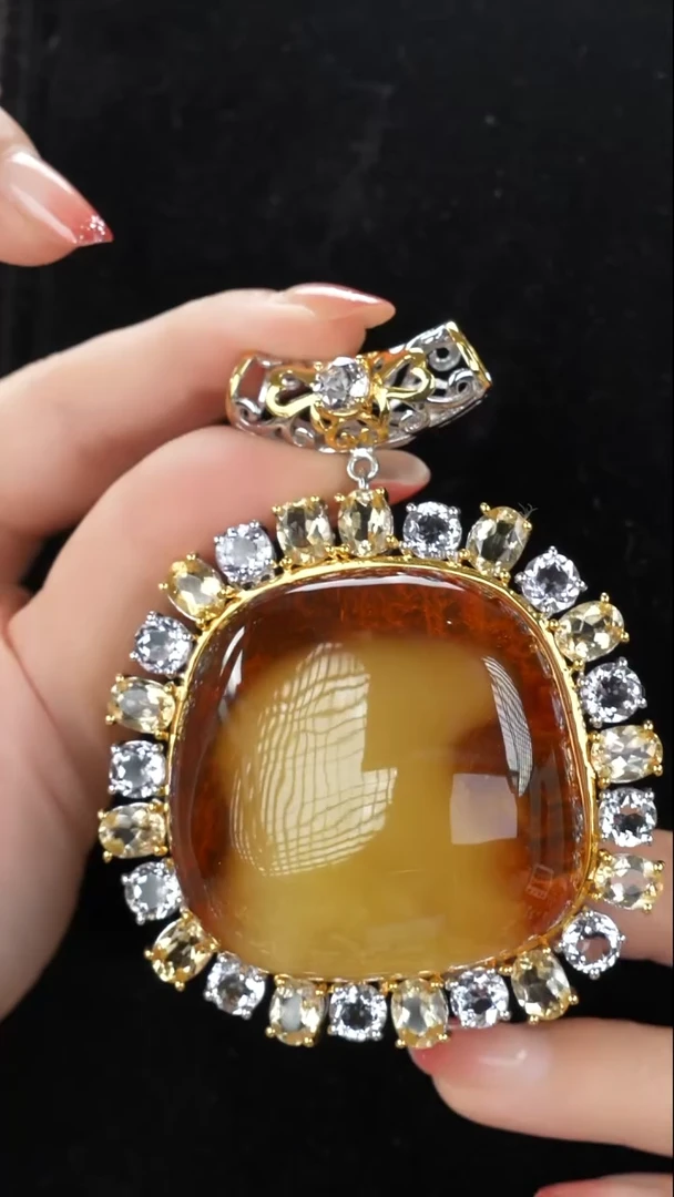 琥珀吊坠(不含链)未镶嵌精品蜜蜡大吊坠