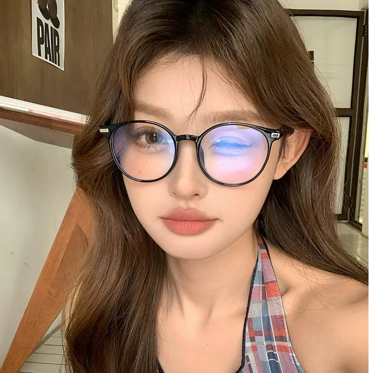 超轻椭圆框茶棕眼镜近视可配度数方圆脸素颜神器韩系眼镜框F123