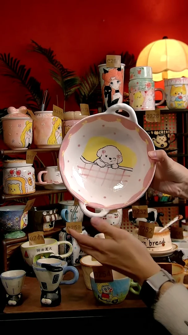 碗瓷DIY景德镇创意陶瓷手工卡通风小狗碗
