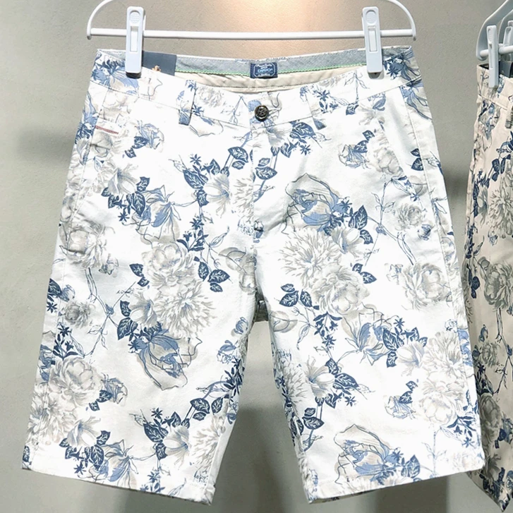 夏季花短裤男士休闲短裤五分裤宽松休闲裤百搭薄款纯棉沙滩裤