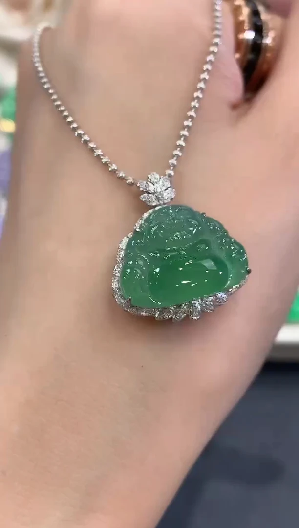 吊坠(不含链)18K金镶嵌翡翠a91