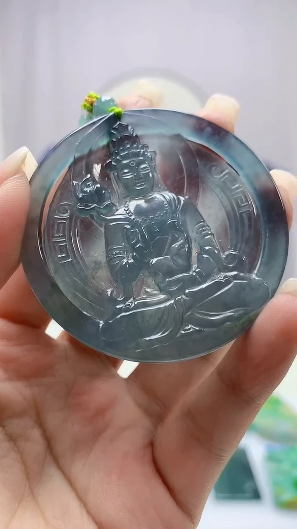 定制翡翠未镶嵌5159ms-毛货130观音赠珠链