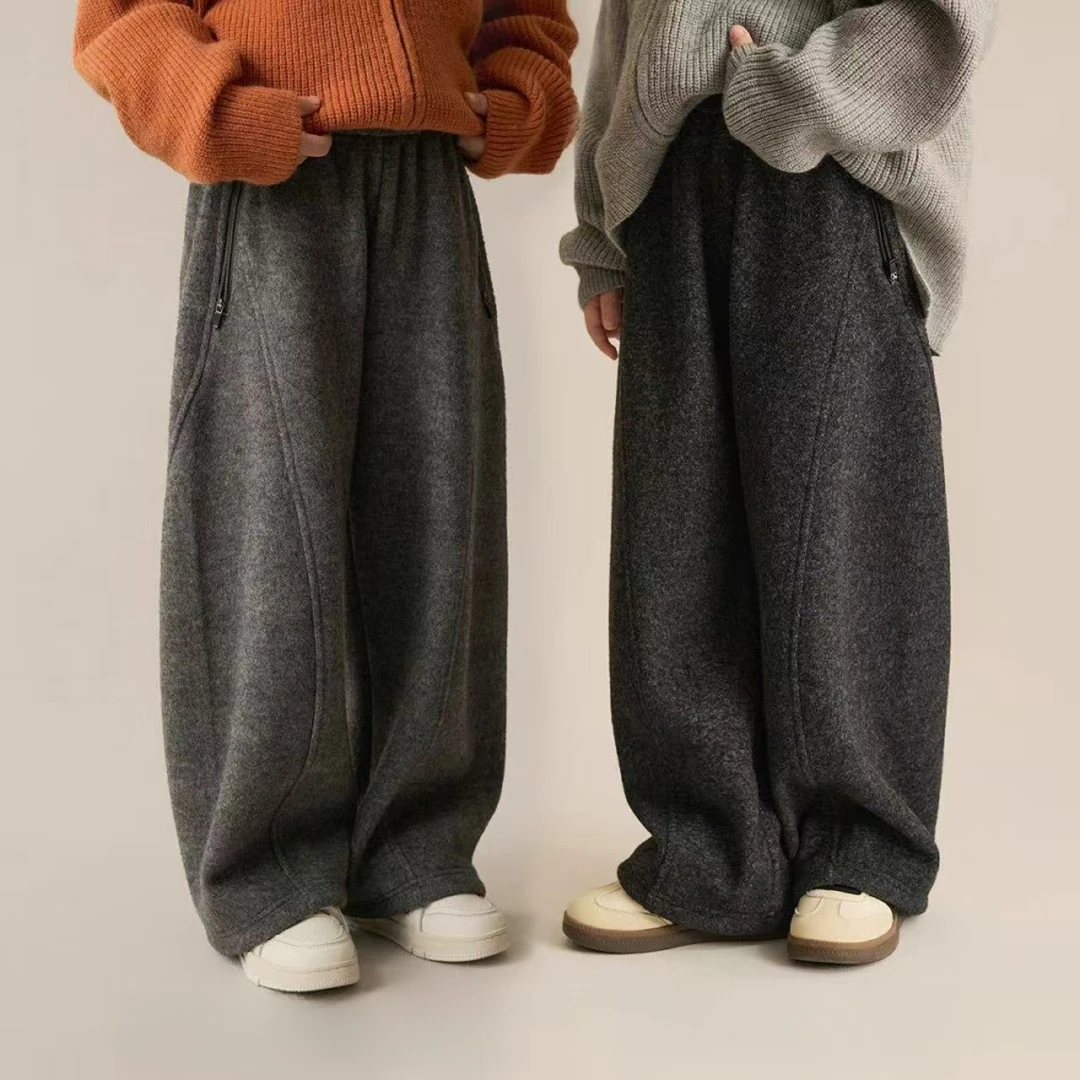 女童裤子秋冬2025新款休闲裤加绒保暖显瘦弯刀裤中大童女童裤子潮