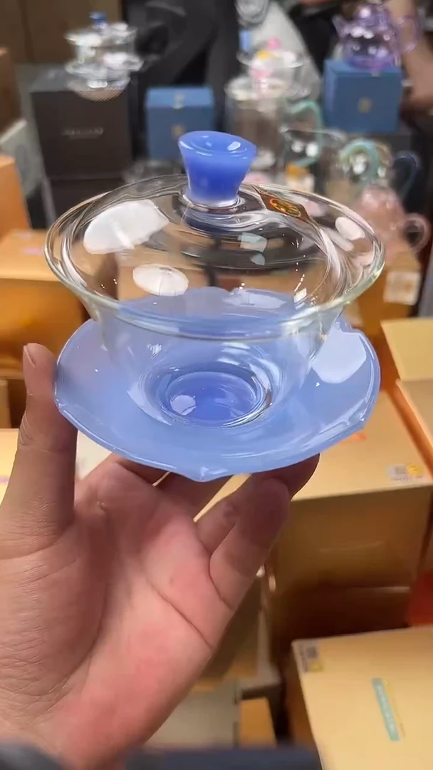 @@禾器晶彩荷叶盖碗雾霾玉