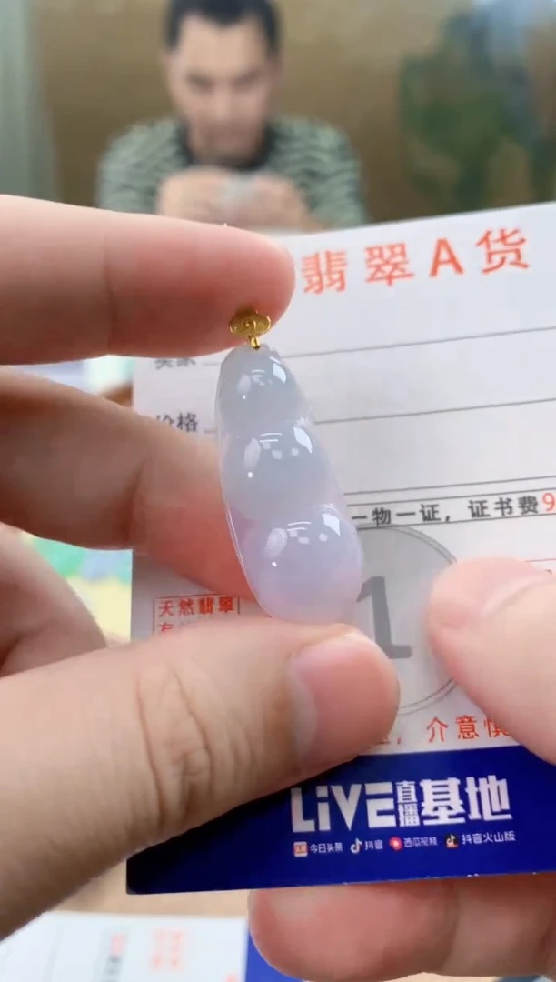 颈饰18K金镶嵌翡翠天然A货翡翠挂件