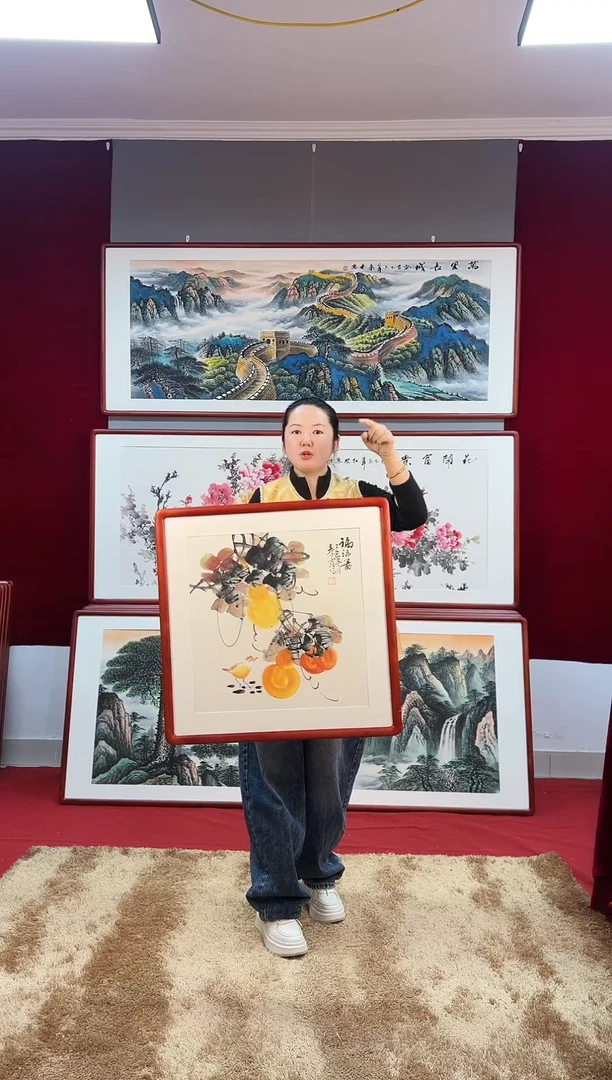 国画手绘葫芦63*63尺寸