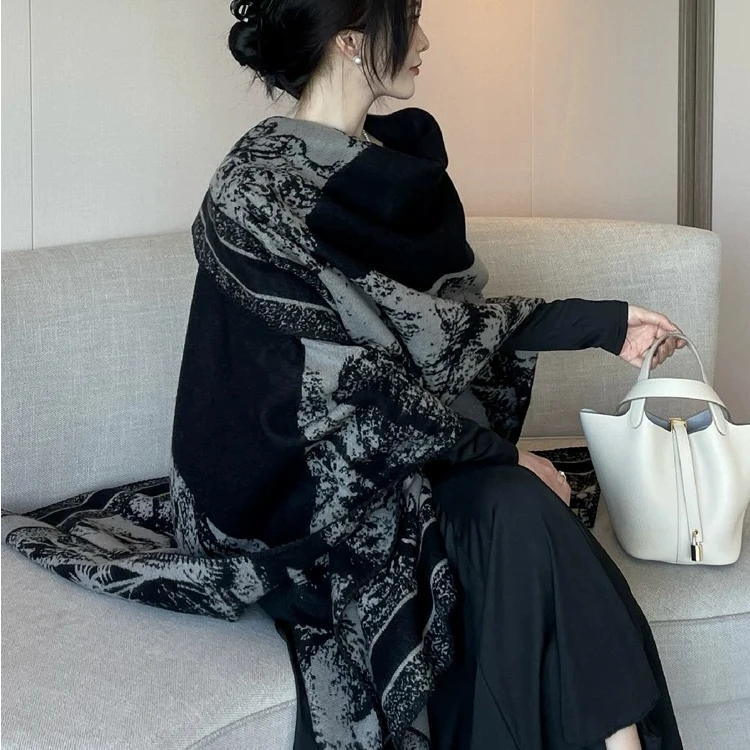 【现货】初秋高级感披肩气质仿羊绒围巾旗袍女士外搭洋气高档T15