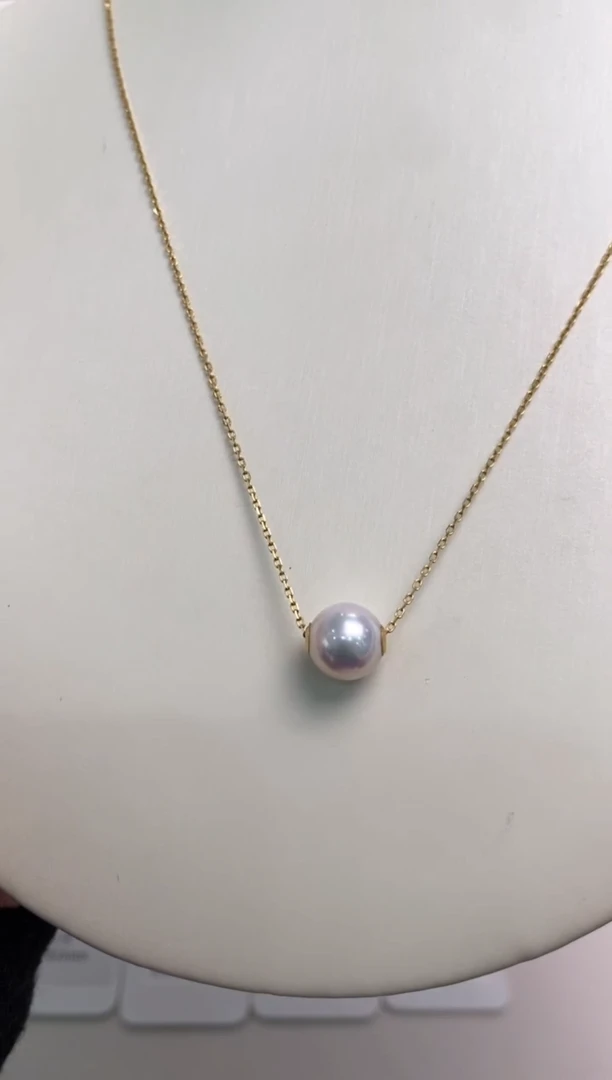 【闪购商品】海水珍珠吊坠(赠链)18K金镶嵌天女路路通8.0-9.0吊坠