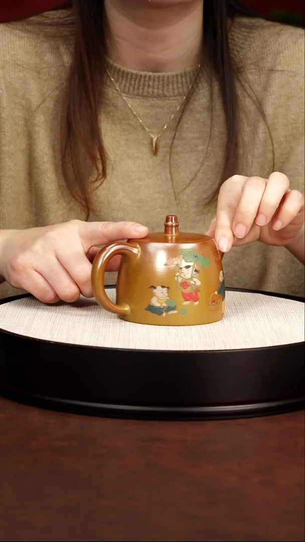 茶壶紫砂汉铎 火云烧 梅付春