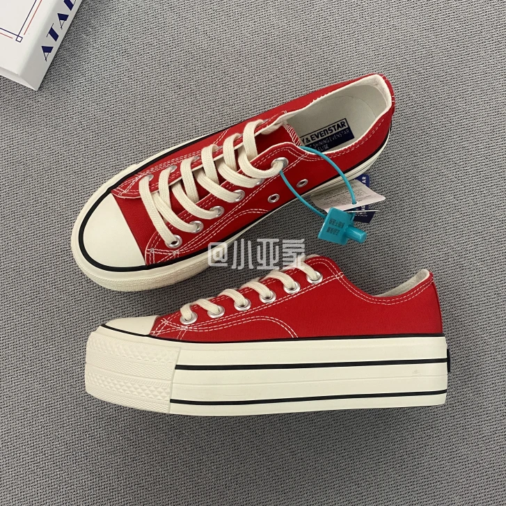 2025年秋季新款红色1970s低帮帆布鞋女学生休闲鞋子厚底休闲女鞋