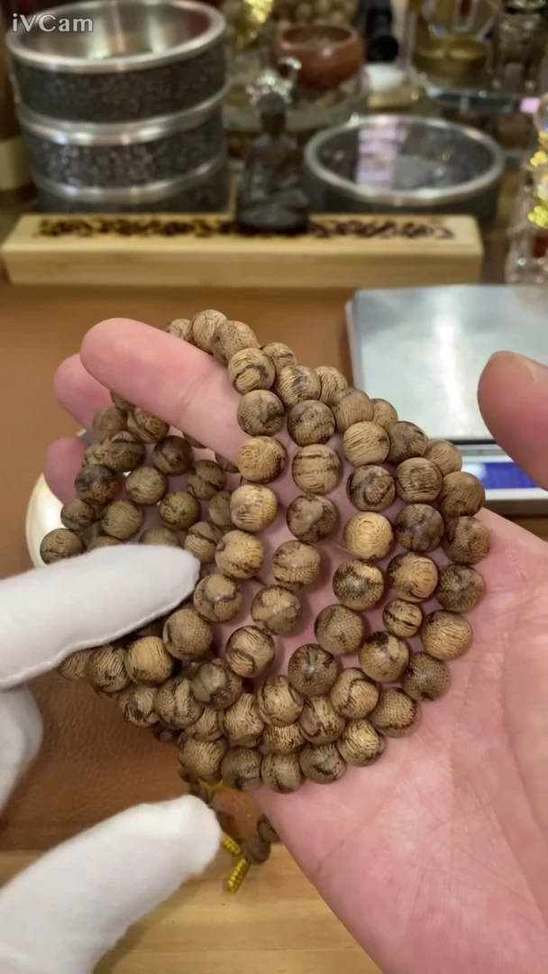 手串沉香海南老伽罗虎斑9mm念珠