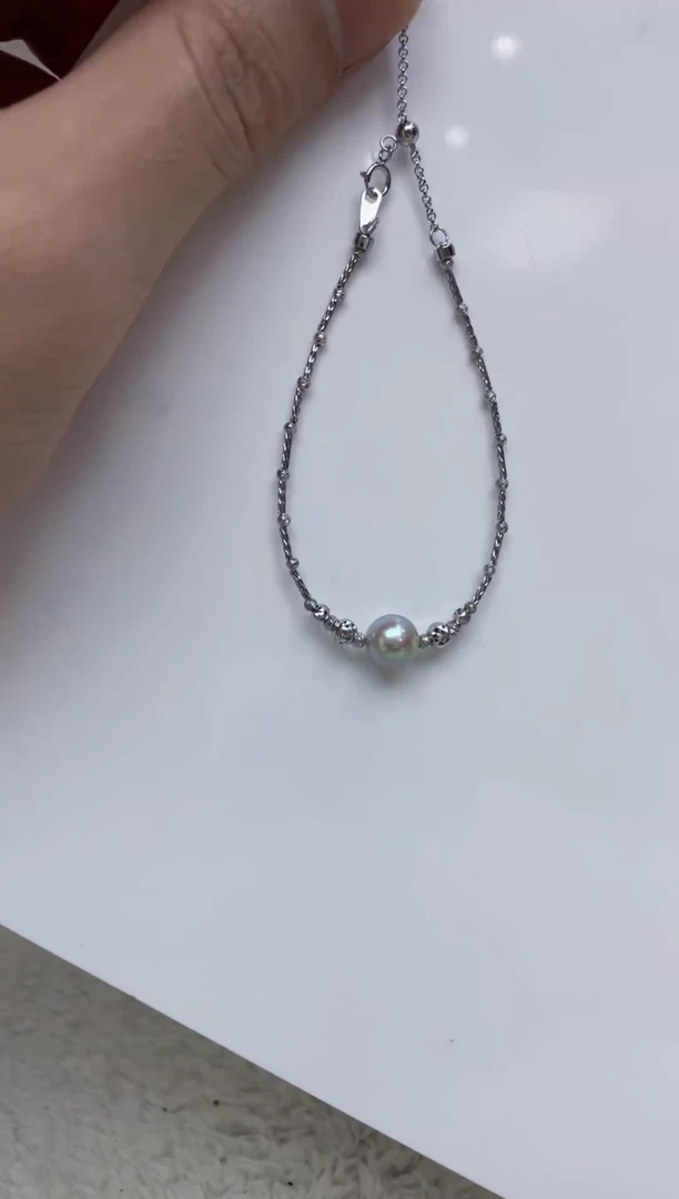 银S925镶嵌手链海水珍珠